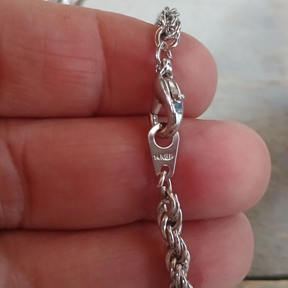 White Gold 14KGP Thick Rope Chain Necklace 22" - Picture 7 of 10